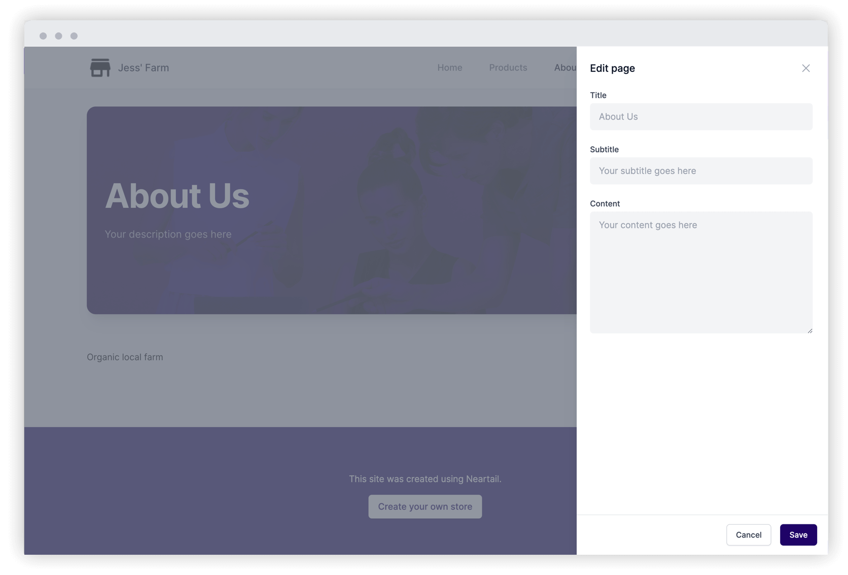 Introduce your company and its values by publishing an About us page