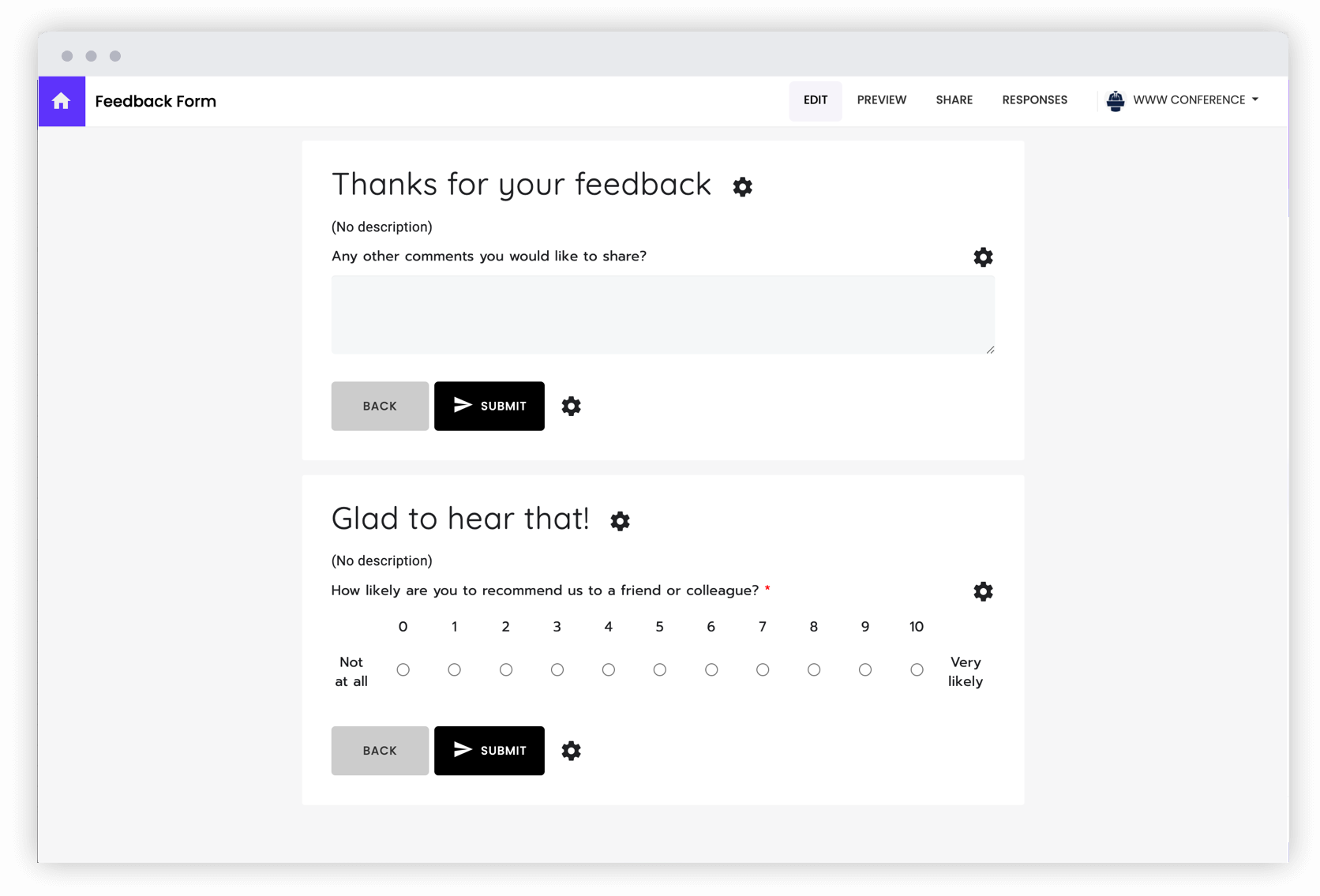 Show a customized thank you message or redirect to a webpage for each ending in forms with branching logic