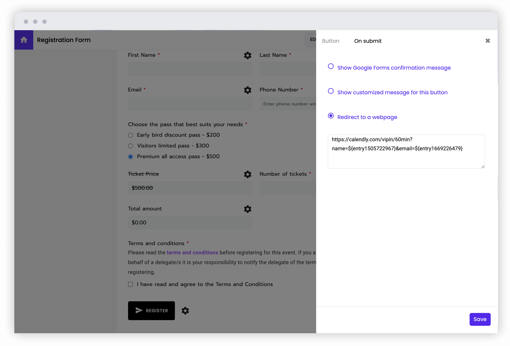 Pass form responses via url parameters to another form or an external webpage on form submit